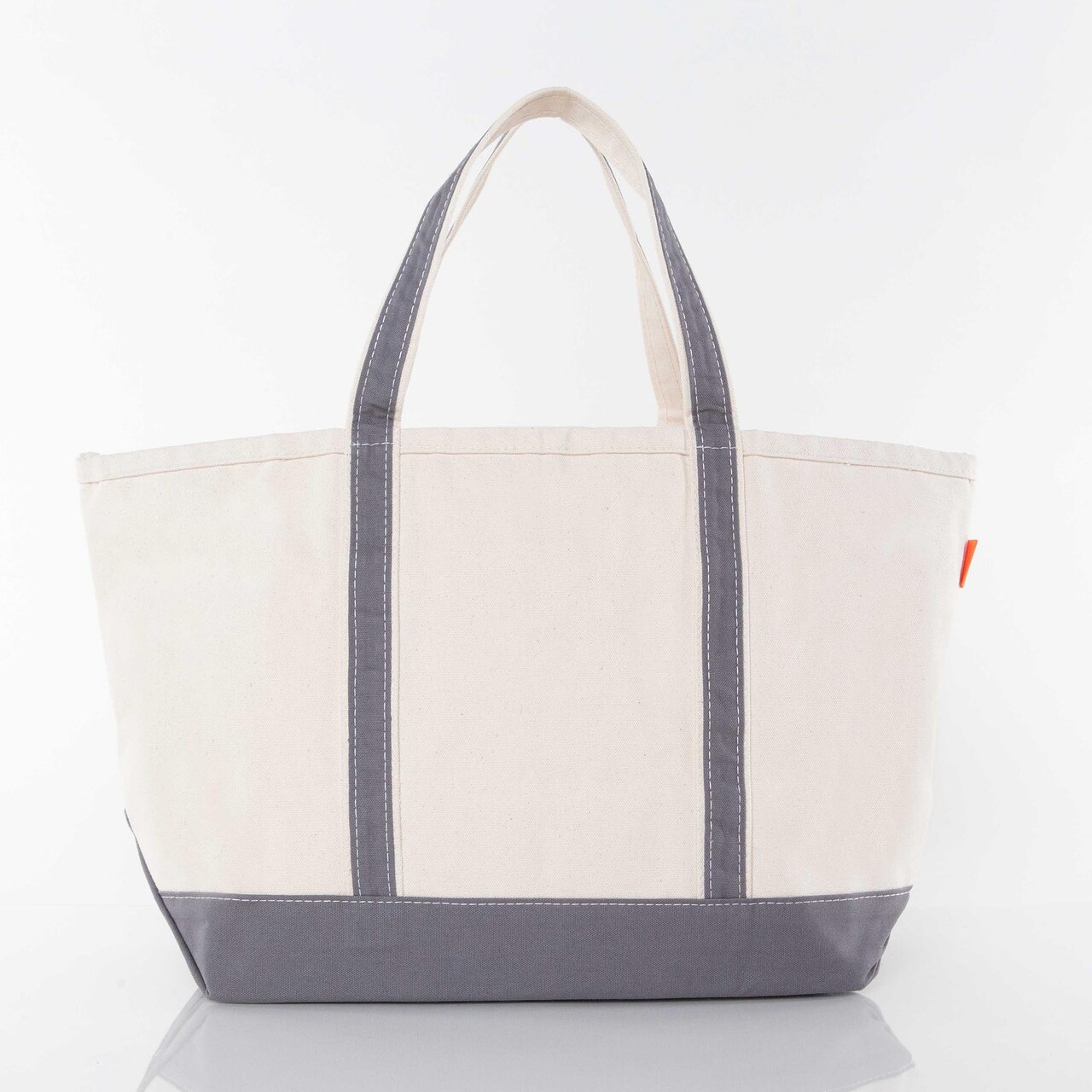 Large Classic Tote -- 18 oz. Heavyweight Durable Canvas -- Natural Canvas & Gray Color